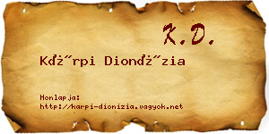 Kárpi Dionízia névjegykártya